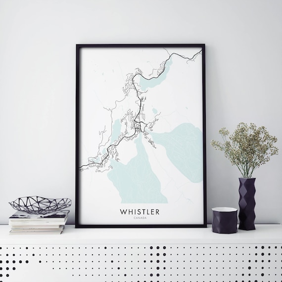 Whistler Canada Minimalist City Map Ski Town Travel Wall Poster