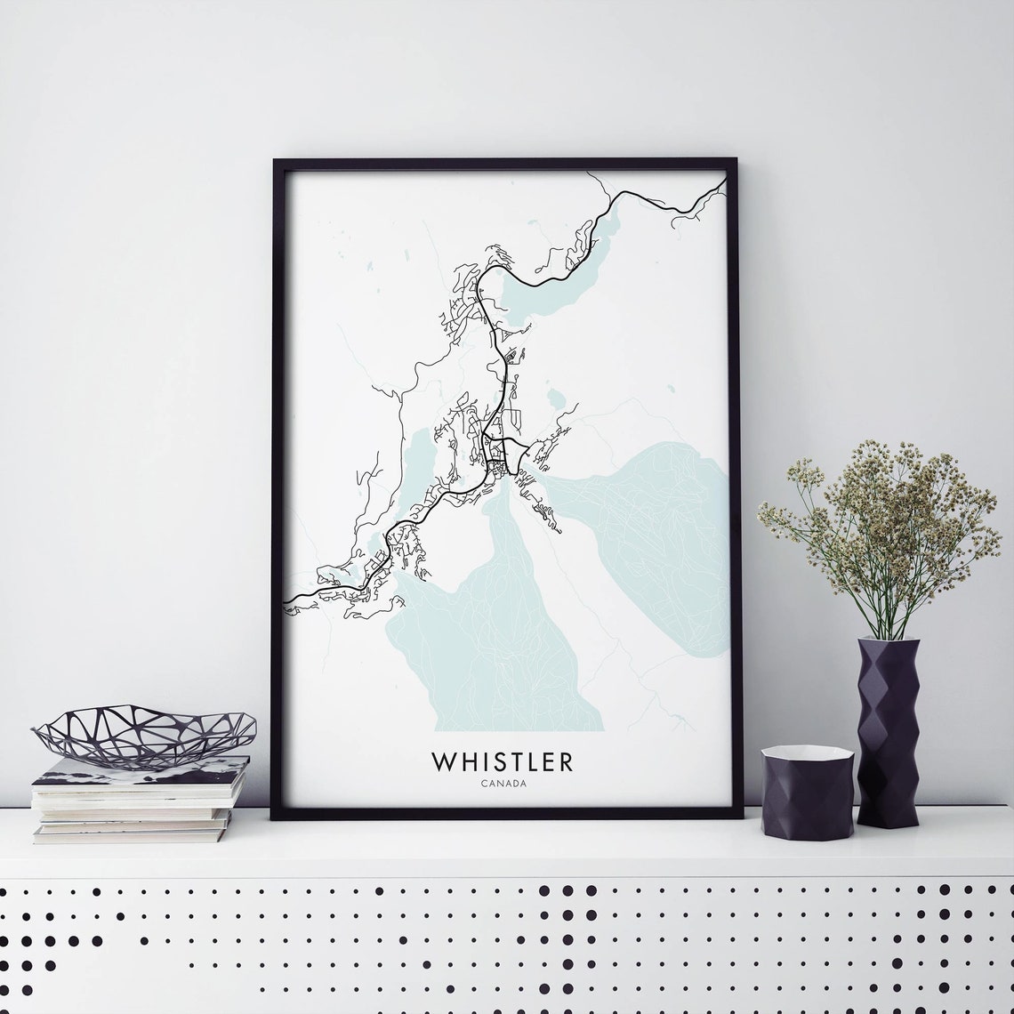 Whistler Canada Minimalist City Map Ski Town Travel Wall Poster