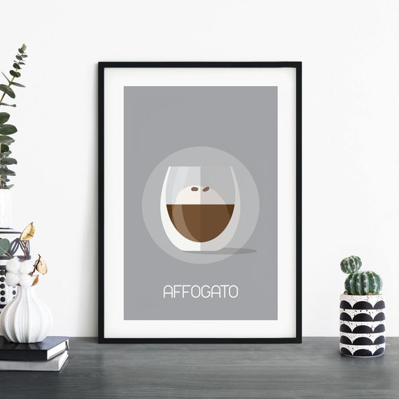 Affogato Coffee Illustrative Print Wall Art 4x6 5x7 A4 A3 A2 A1