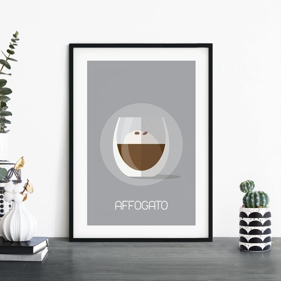 Affogato Espresso Coffee Minimalist Cafe Illustration Kitchen Poster