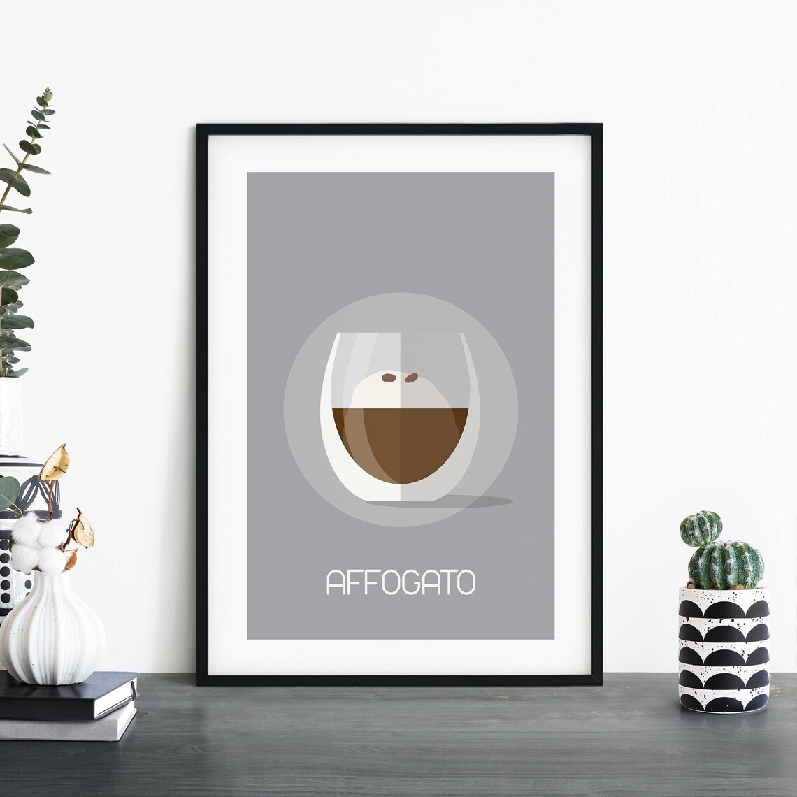 Affogato Espresso Coffee Minimalist Cafe Illustration Kitchen Poster