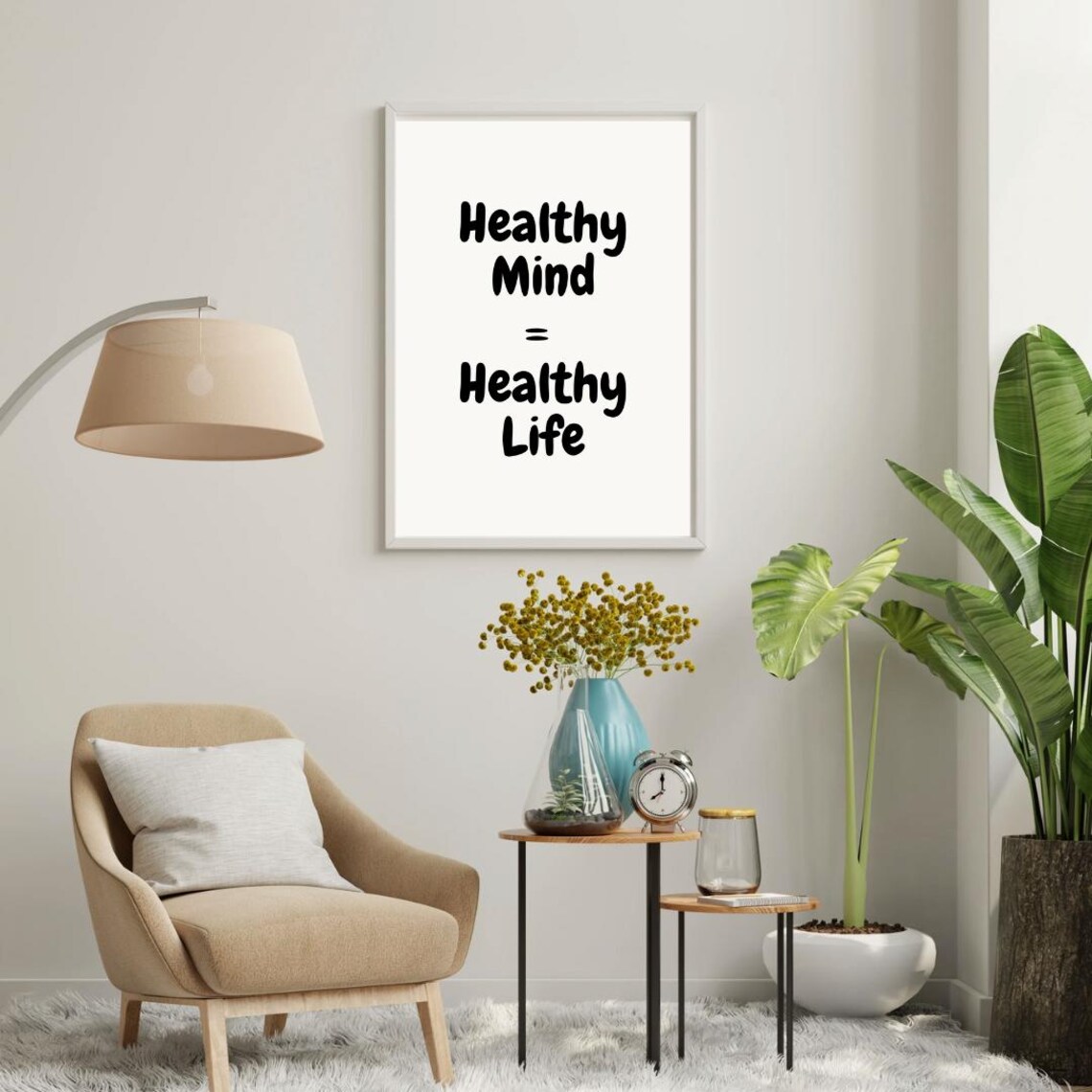 Healthy Mind Healthy Life Bold Typography Minimalist Quote Poster