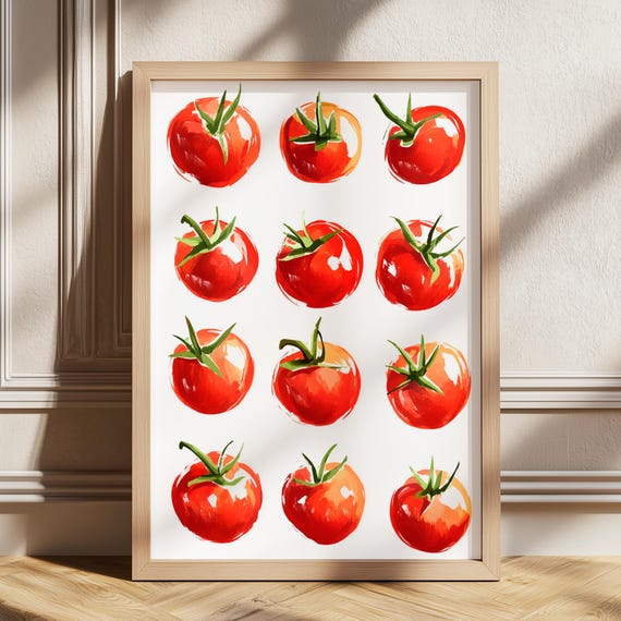 Tomato Print Kitchen Wall Art Food Mediterranean Eclectic Vintage Trendy