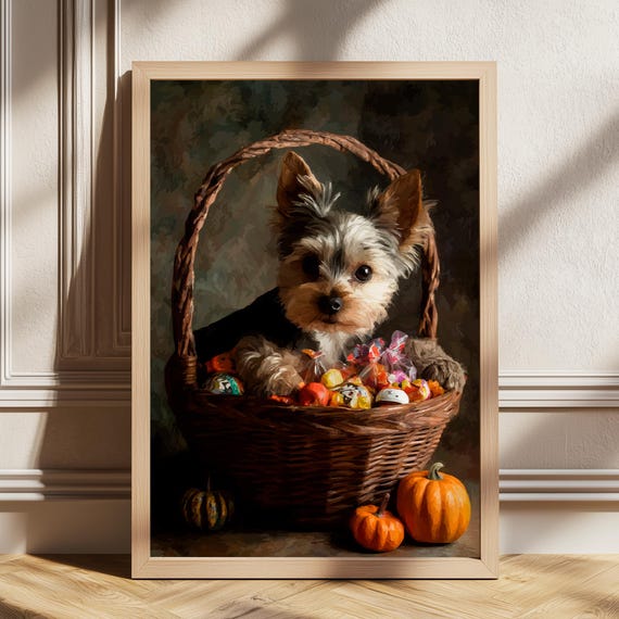 Puppy Halloween Print Dog Photo Pet Lover Gift Decor Art