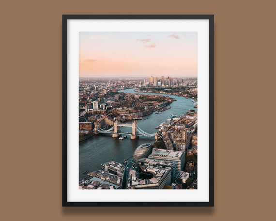 London Sunset Poster, Tower Bridge Travel Poster