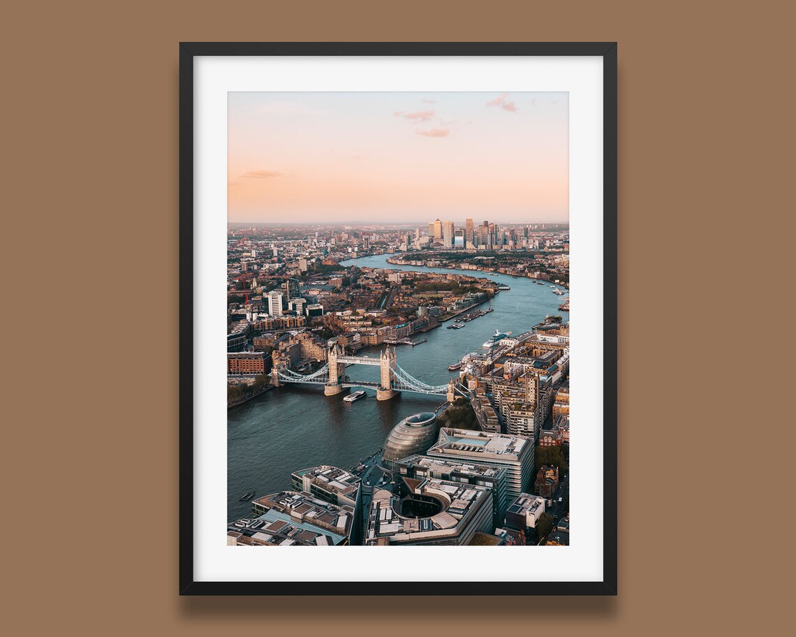London Sunset Poster, Tower Bridge Travel Poster