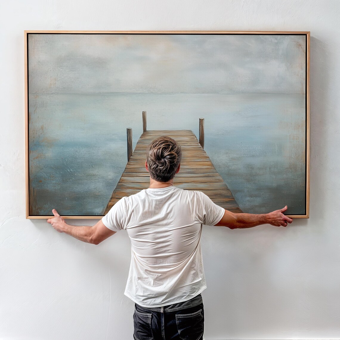 Wooden Dock Seascape Art Print, Serene Landscape - Image 5