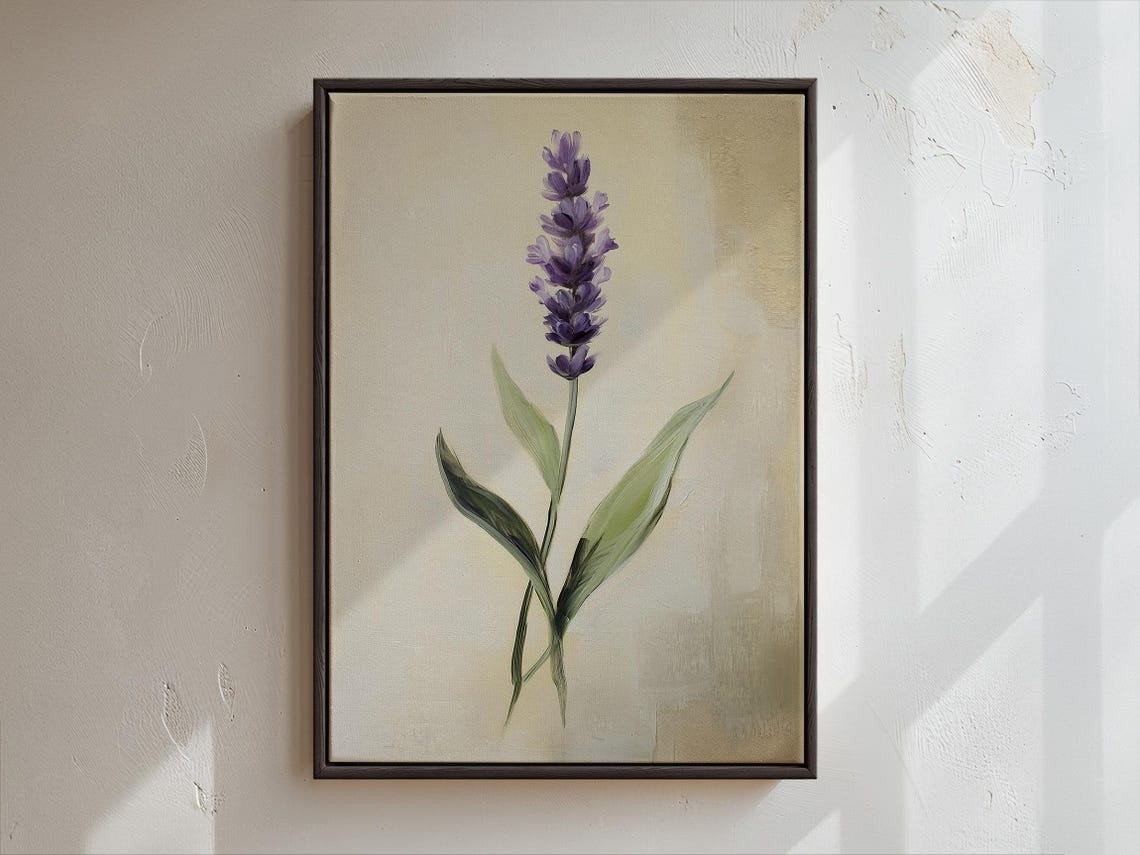 Single Lavender Sprig Minimalist Botanical Watercolor Poster - Image 3
