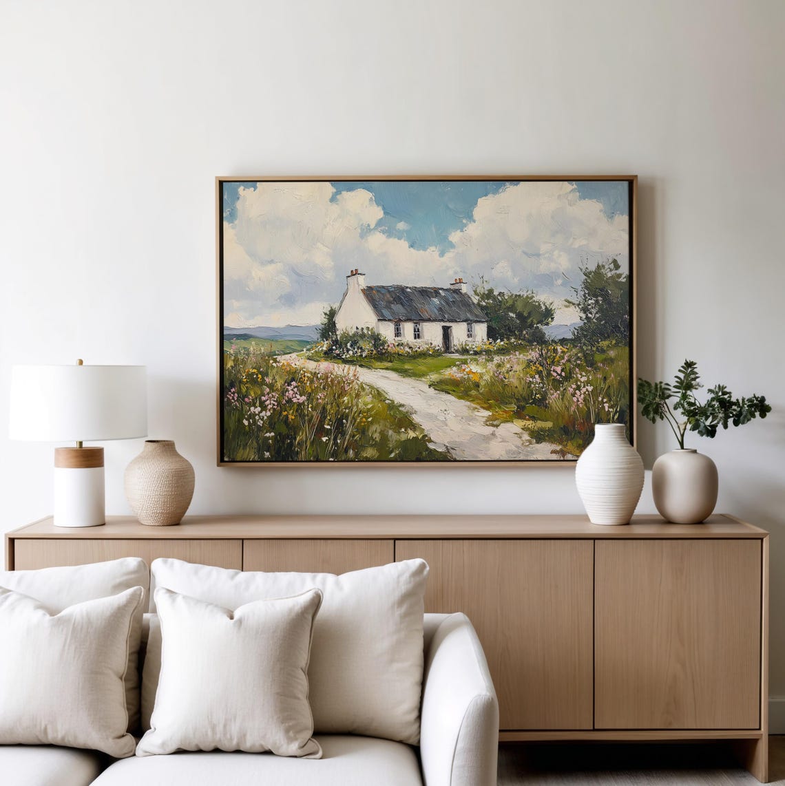 White Country Cottage With a Flower Lined Garden Path Poster - Image 4
