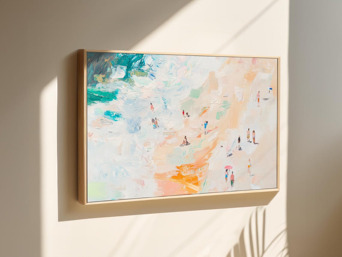 Stunning Abstract Aerial Beach Coastline Impressionist Art Poster - Image 3