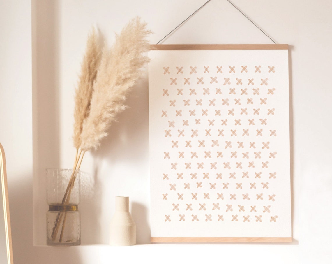 Cream Geometric Minimalist Watercolor Beige Abstract Wall Art