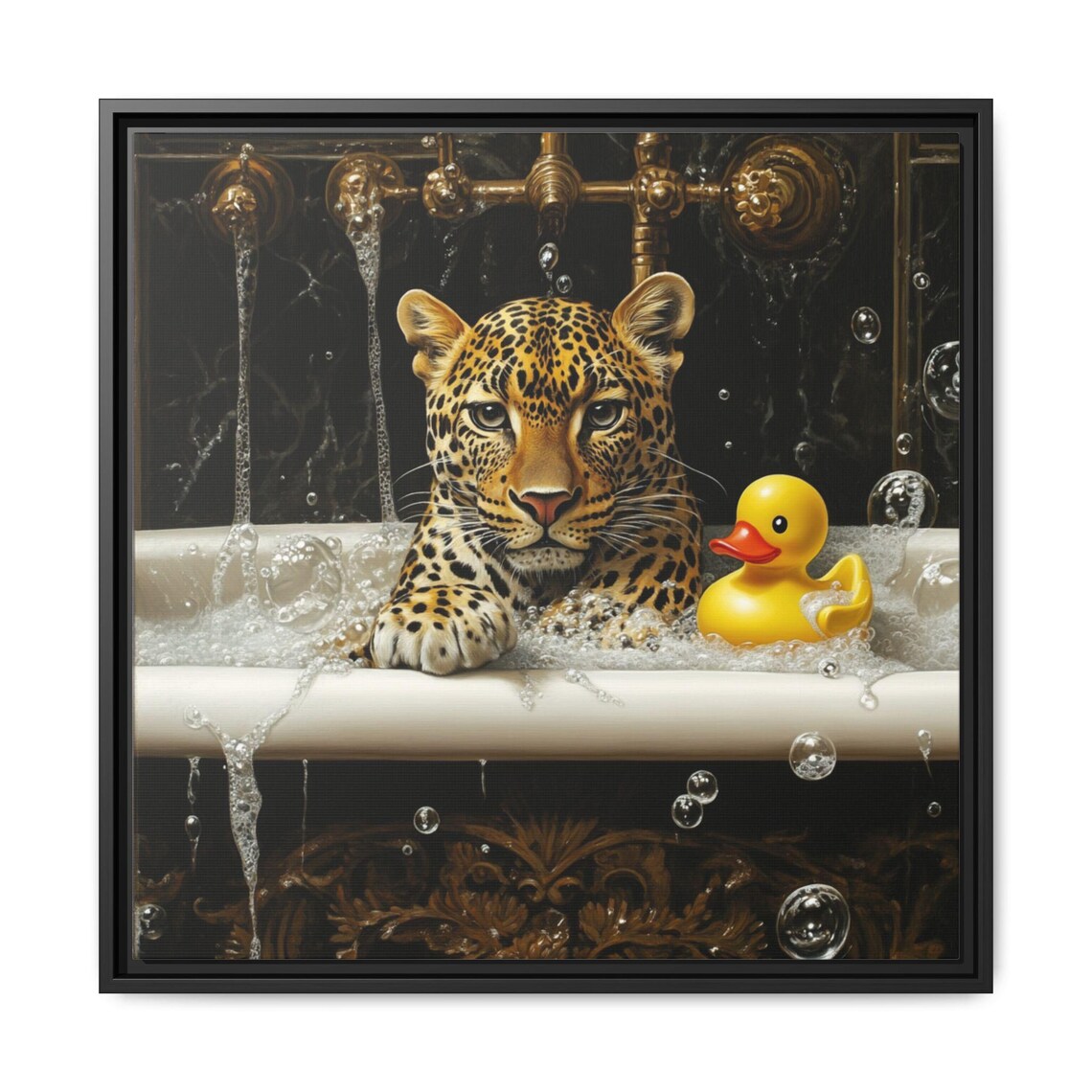 Leopard And Rubber Duck Bathroom Art Print - Image 5