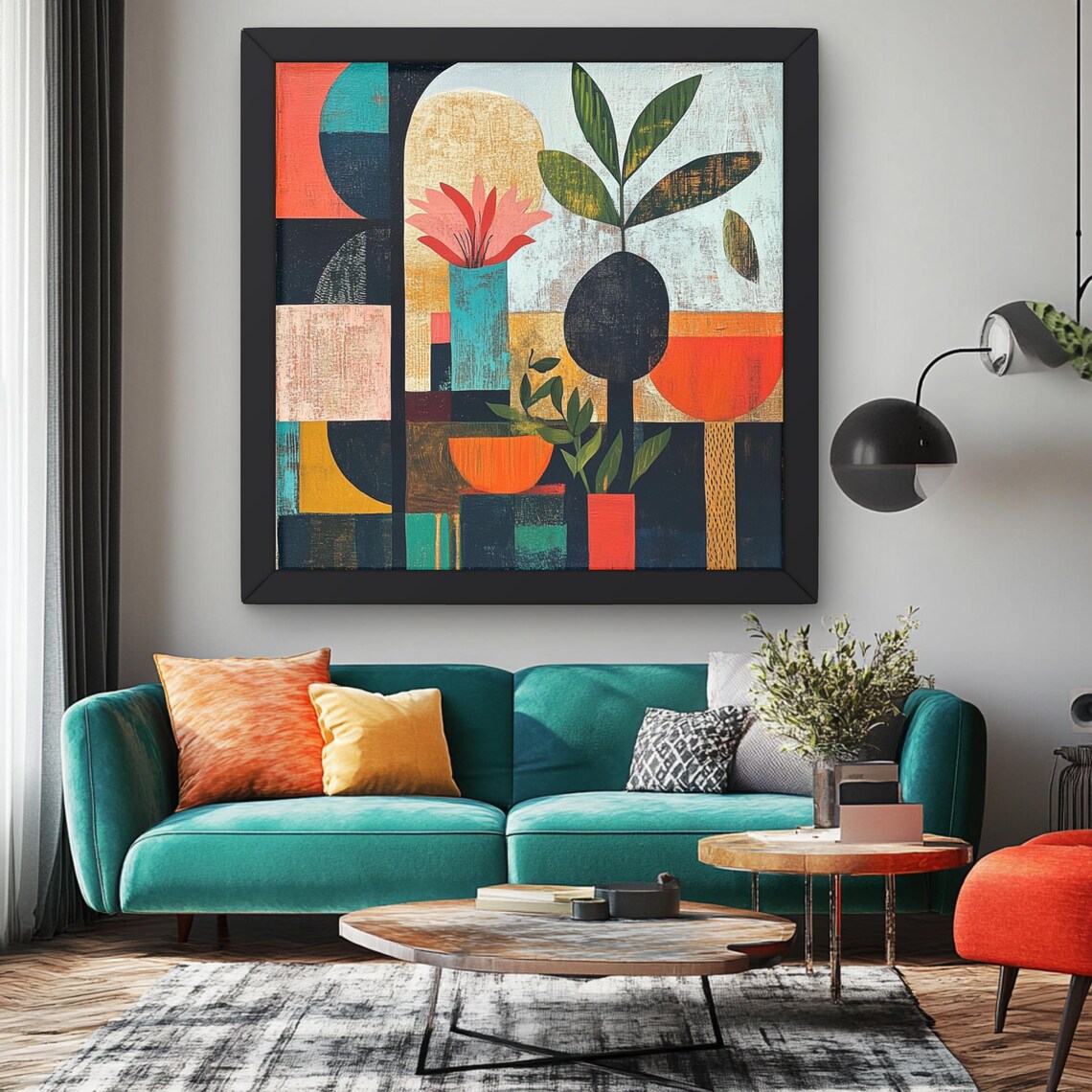 Mid Century Boho Botanical Abstract Art Print