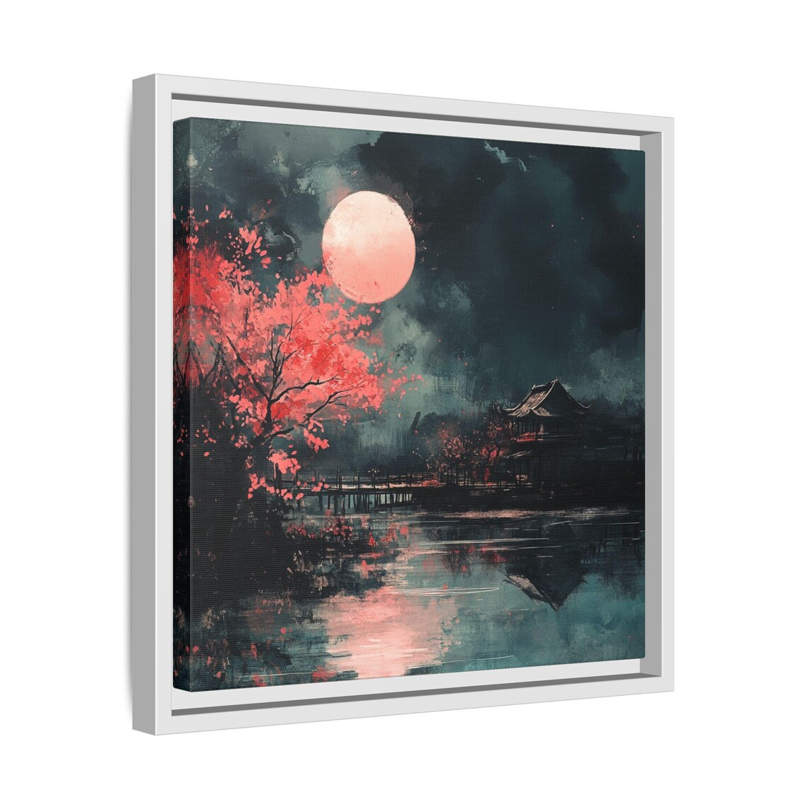 Asian Moon and Floral Chinoiserie Wall Decor - Image 4