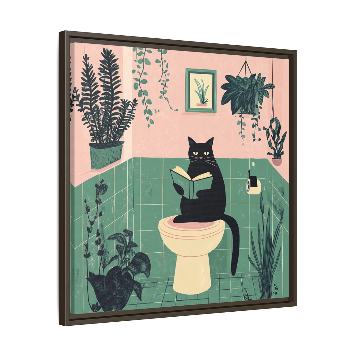 Whimsical Cat Bathroom Art, Funny Cat Lovers Gift - Image 2