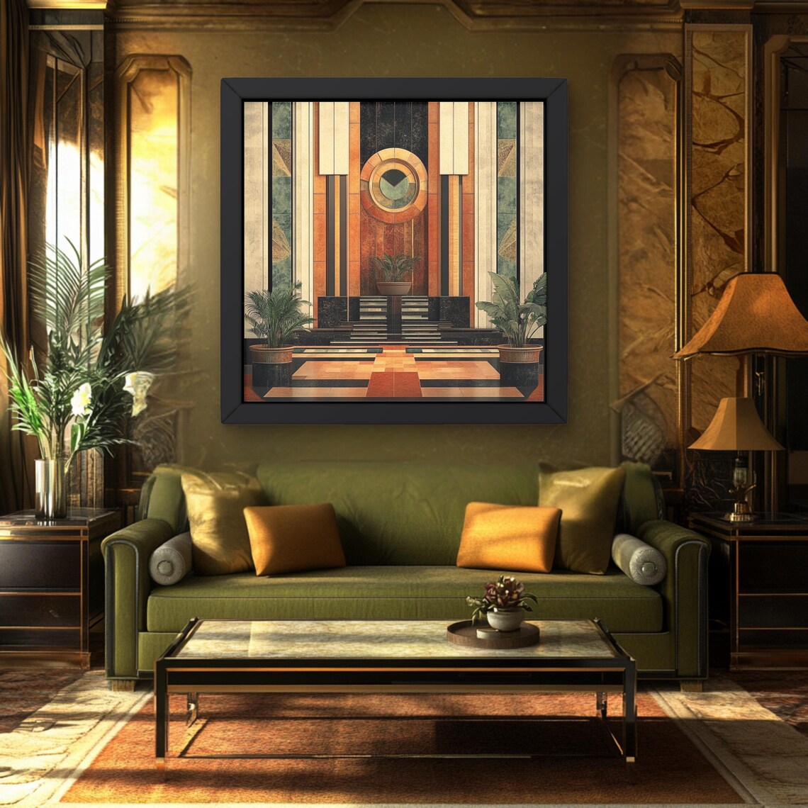 Art Deco Living Room Artwork, Elegant Gallery Piece