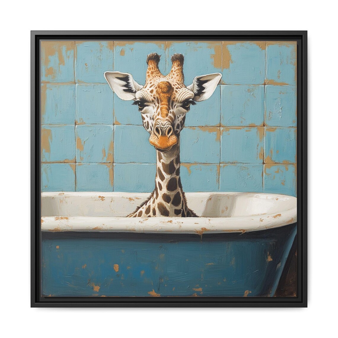 Vintage Giraffe Bathroom Art Print, Kids Bath Decor - Image 5