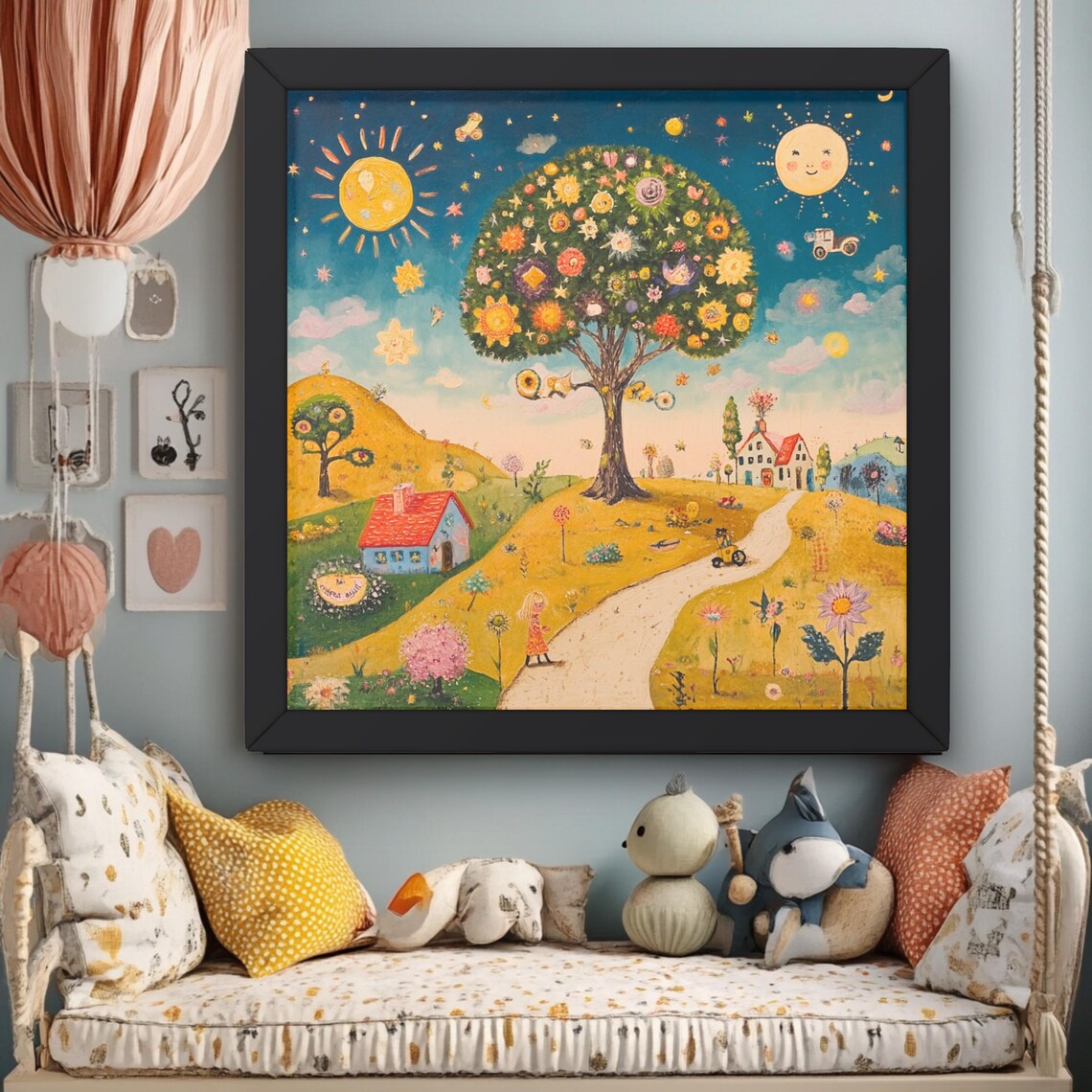Abstract Floral Painting, Whimsical Tree Art