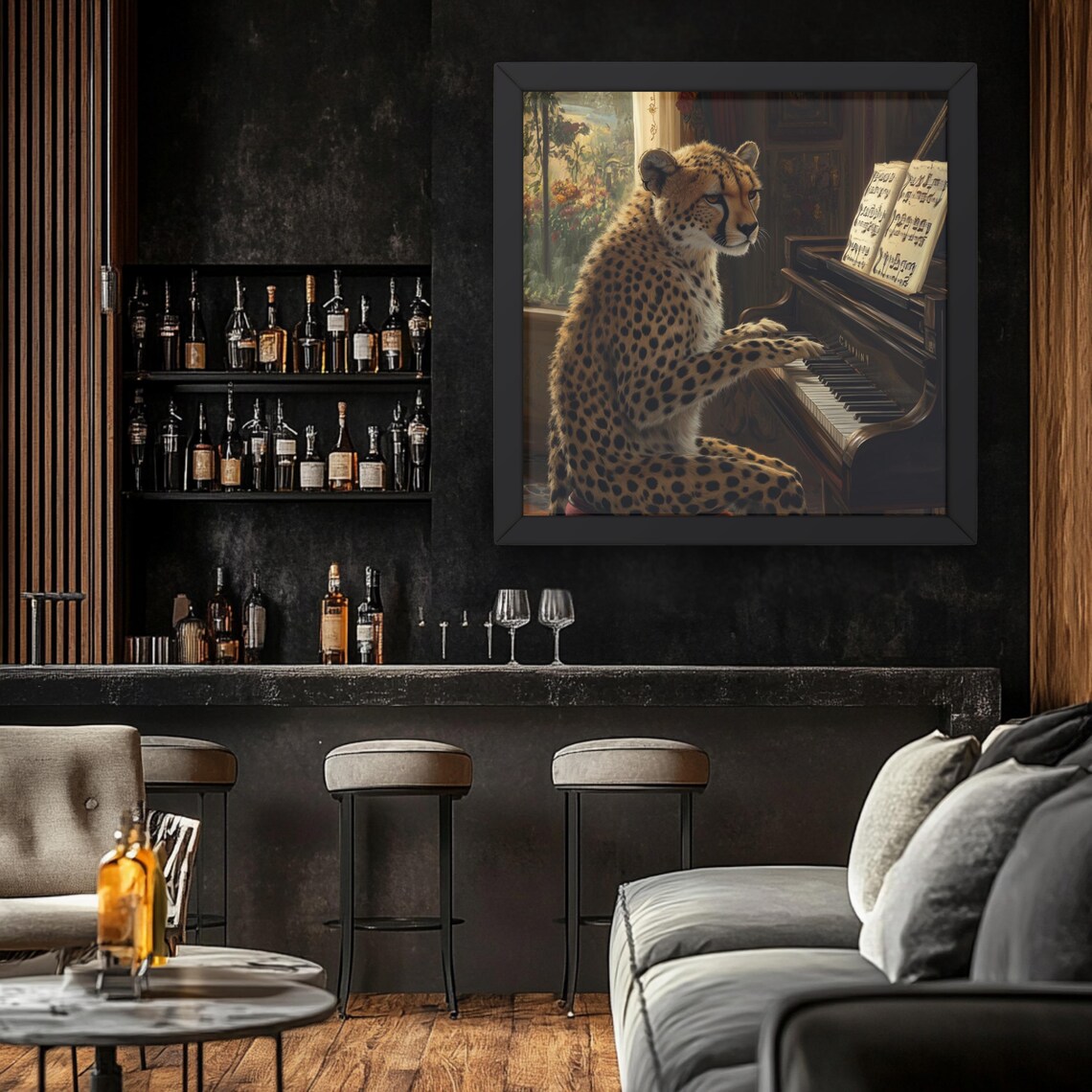 Whimsical Piano Playing Cheetah Art Print