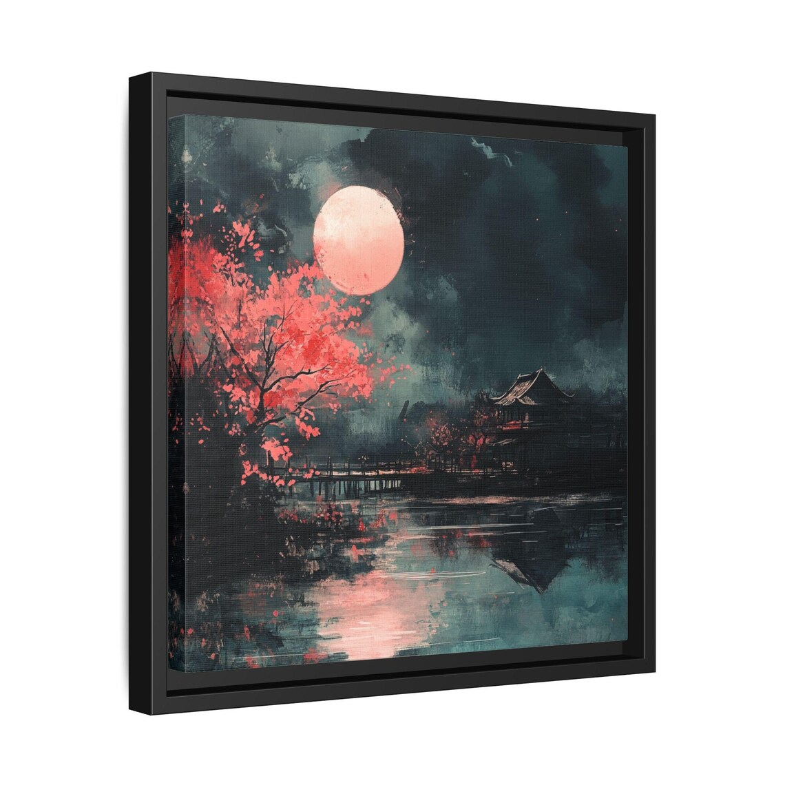 Asian Moon and Floral Chinoiserie Wall Decor - Image 2