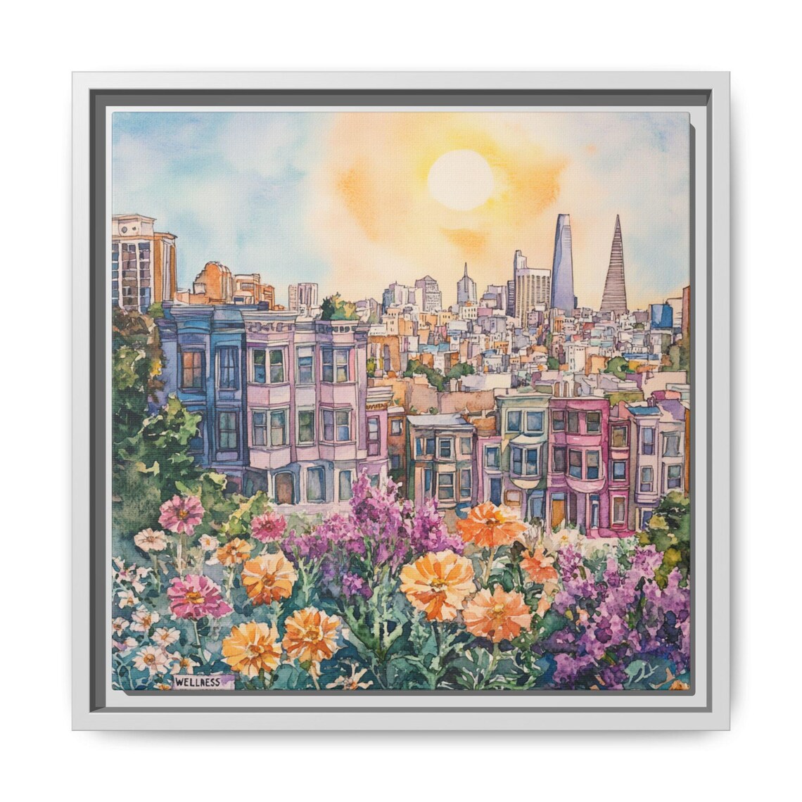 San Francisco Watercolor Cityscape, Abstract Art Print - Image 5