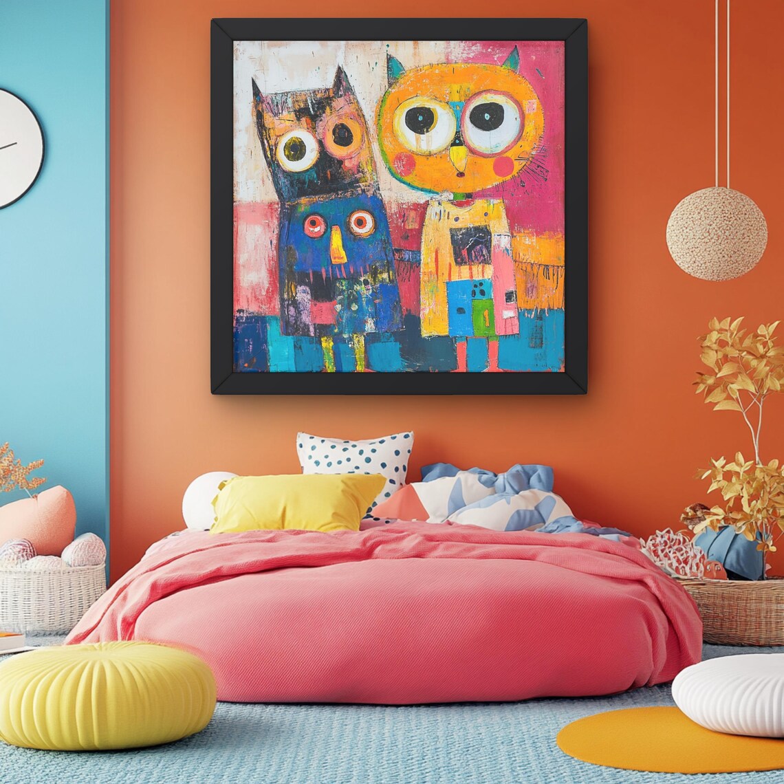 Colorful Abstract Owl, Children's Nursery Decor