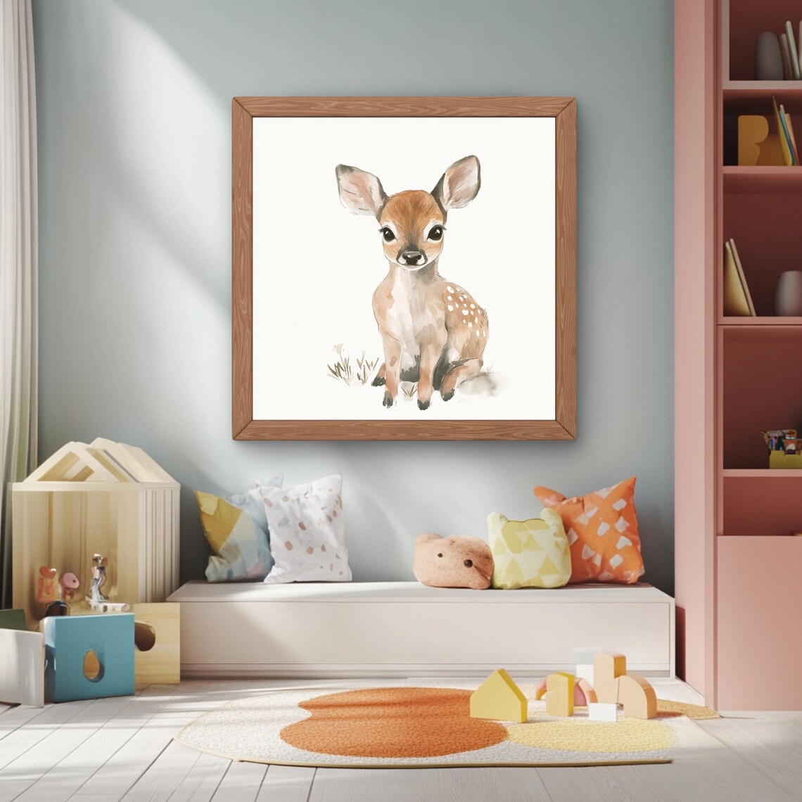Baby Deer Watercolor Art Print, Nursery Decor