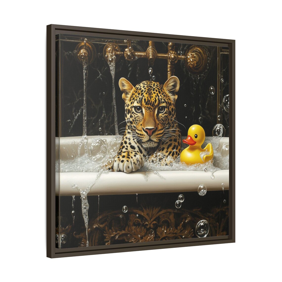 Leopard And Rubber Duck Bathroom Art Print - Image 3