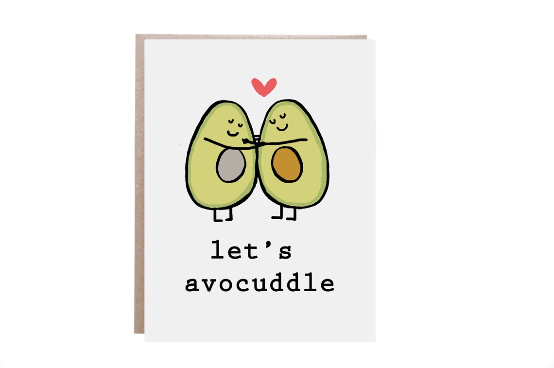 Avocado Love Card, Avocuddle Lets Cuddle