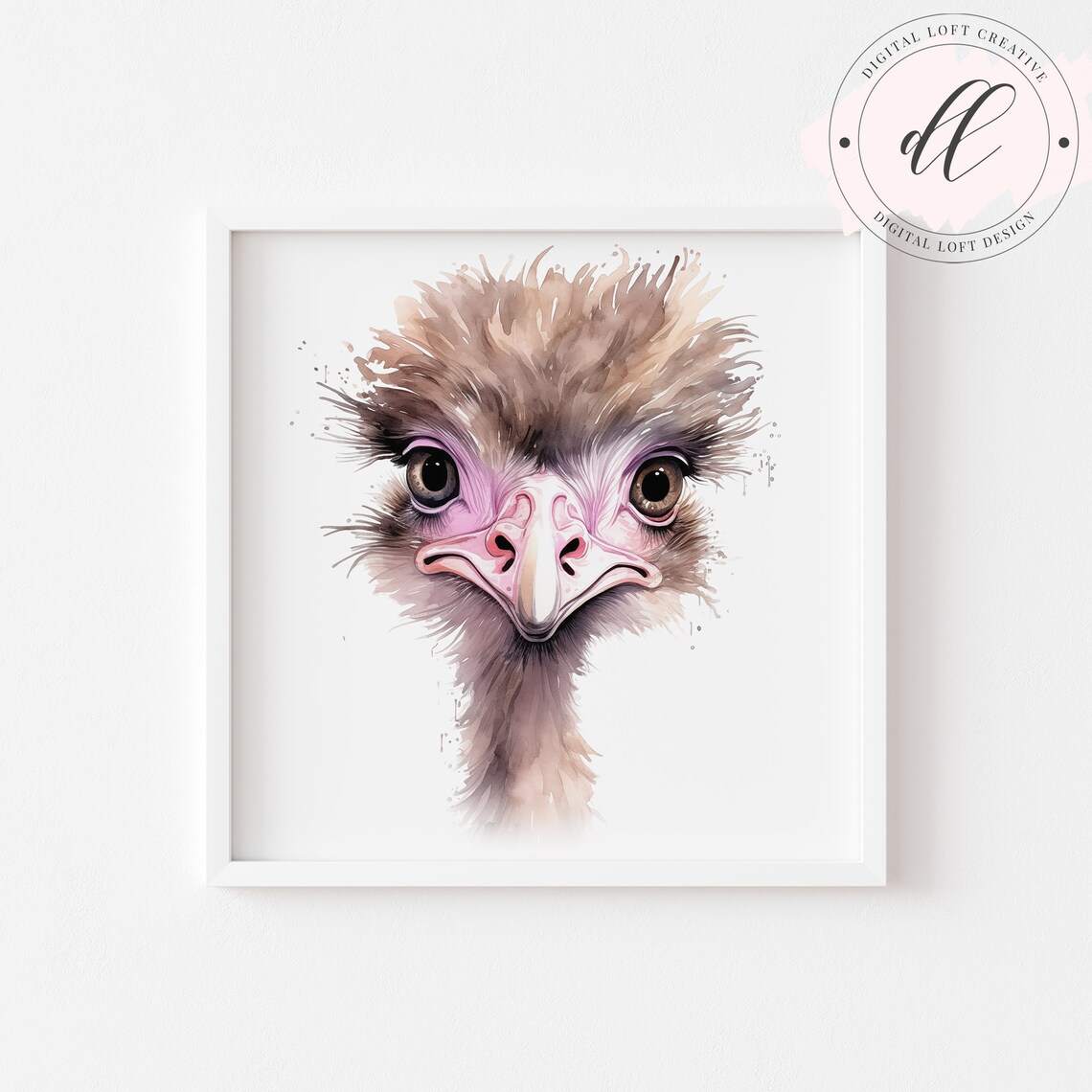Adorable Watercolor Baby Ostrich Chick Sweet Nursery Art Poster