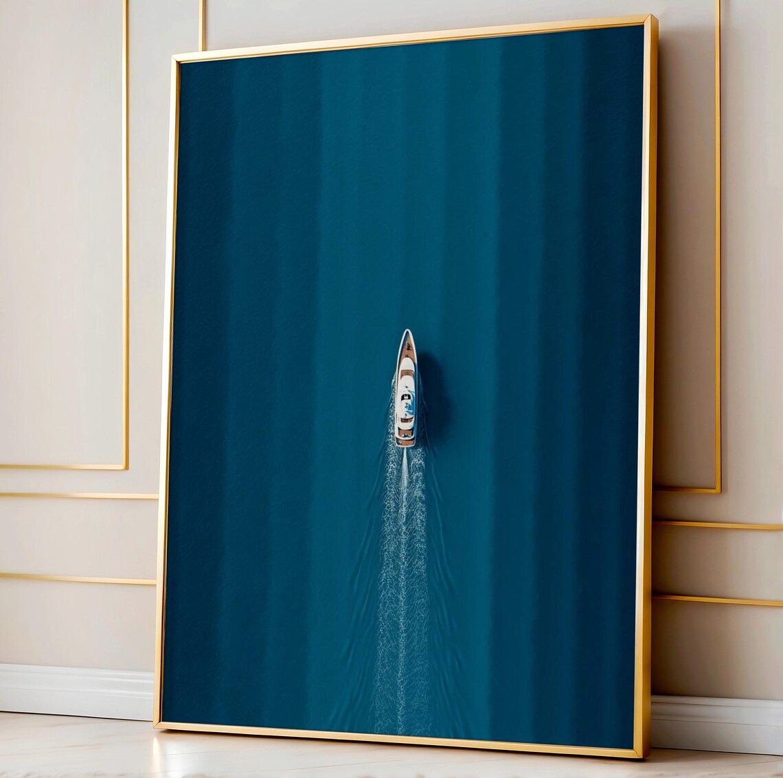 Luxury Yacht Minimalist Sailing Poster, Ocean Decor