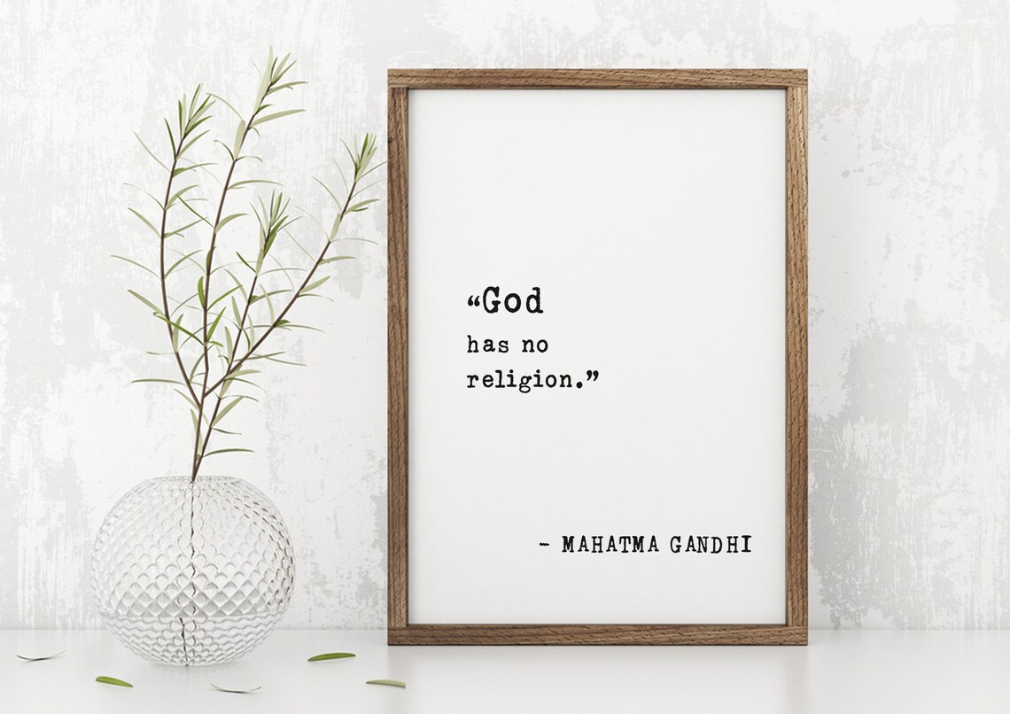 Mahatma Gandhi God Has No Religion Inspiring Minimalist Poster - Image 4