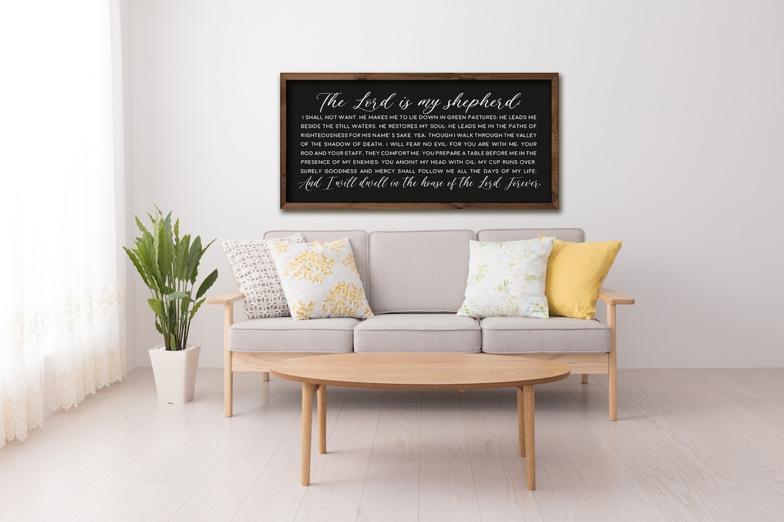 The Lord Is My Shepherd Psalm 23 Black Farmhouse Wall Poster - Image 3