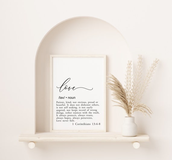 Love Dictionary Sign Bible Verse Wall Art 1 Cornthans 134 8 Home Decor Patent Knd Not Envous Proud Or Boastful Dictionary Art