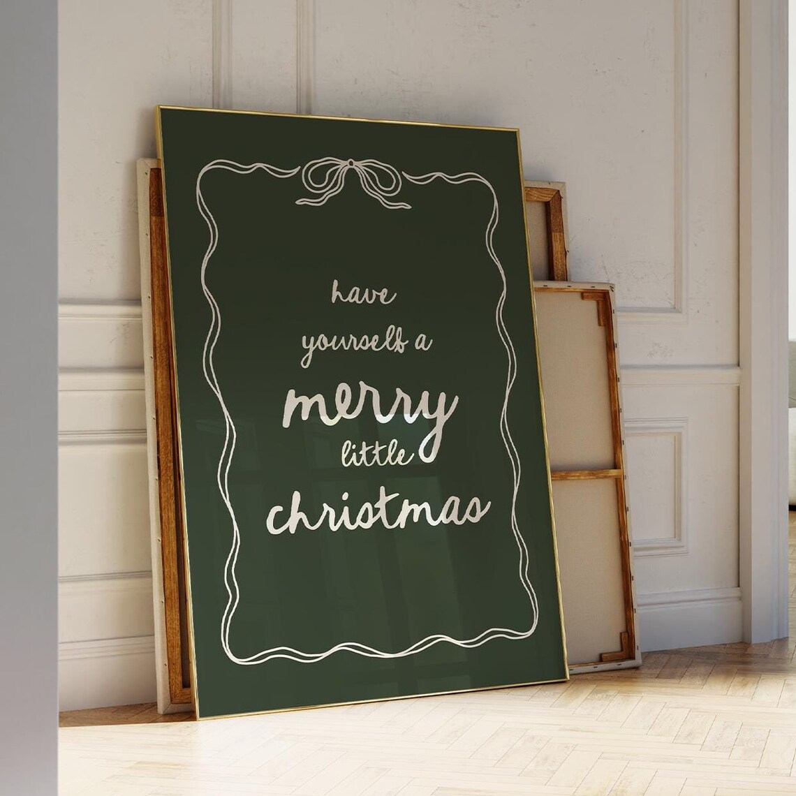 Have Yourself A Merry Little Christmas Poster Green Holiday Quote Art - Image 3
