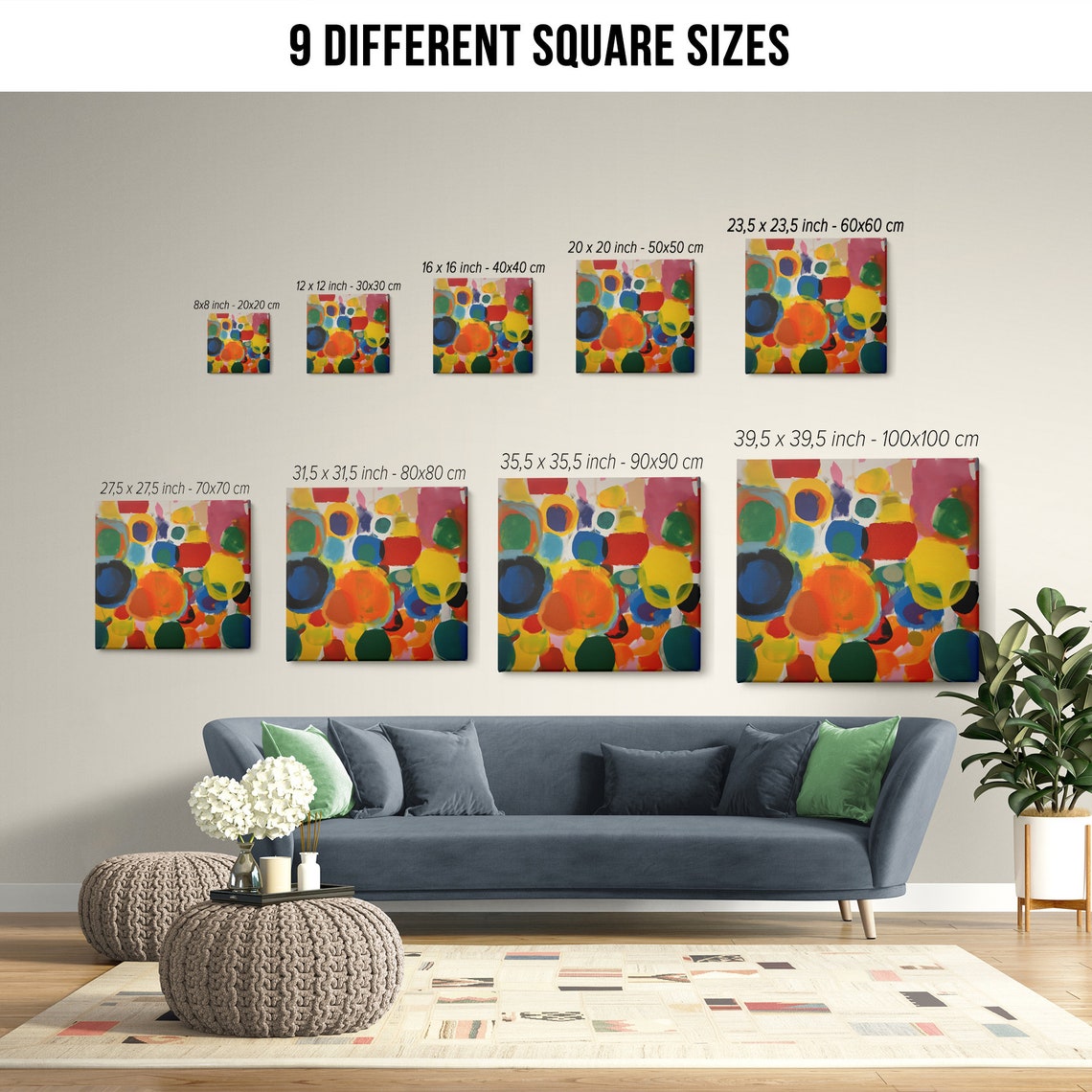 Colorful Red Yellow Blue Abstract Blobs Bold Modern Art Wall Art - Image 2