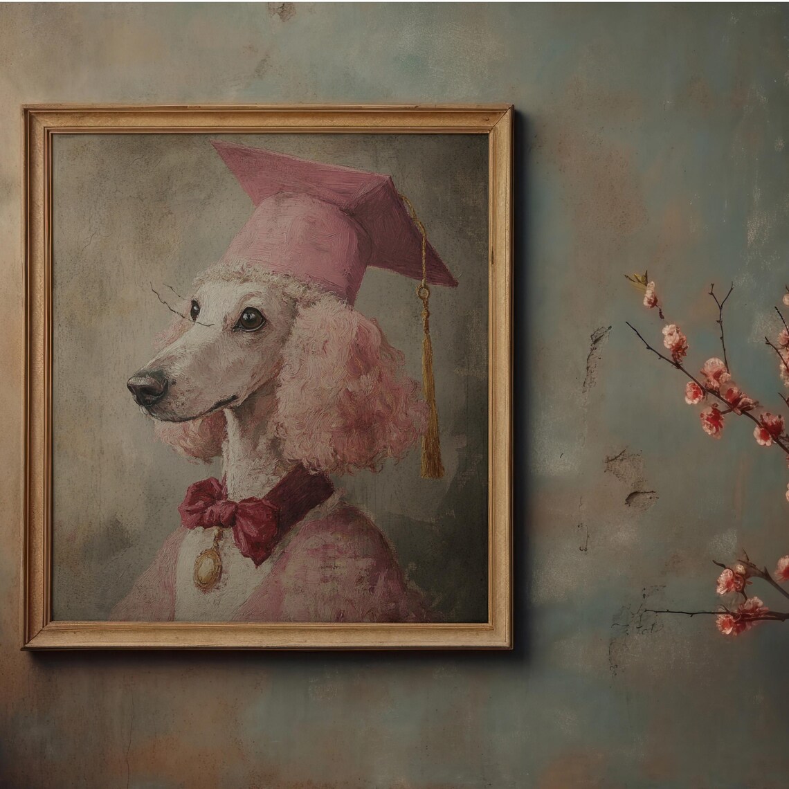 Pink Poodle Graduation Art Print, Girls Room Decor - Image 3