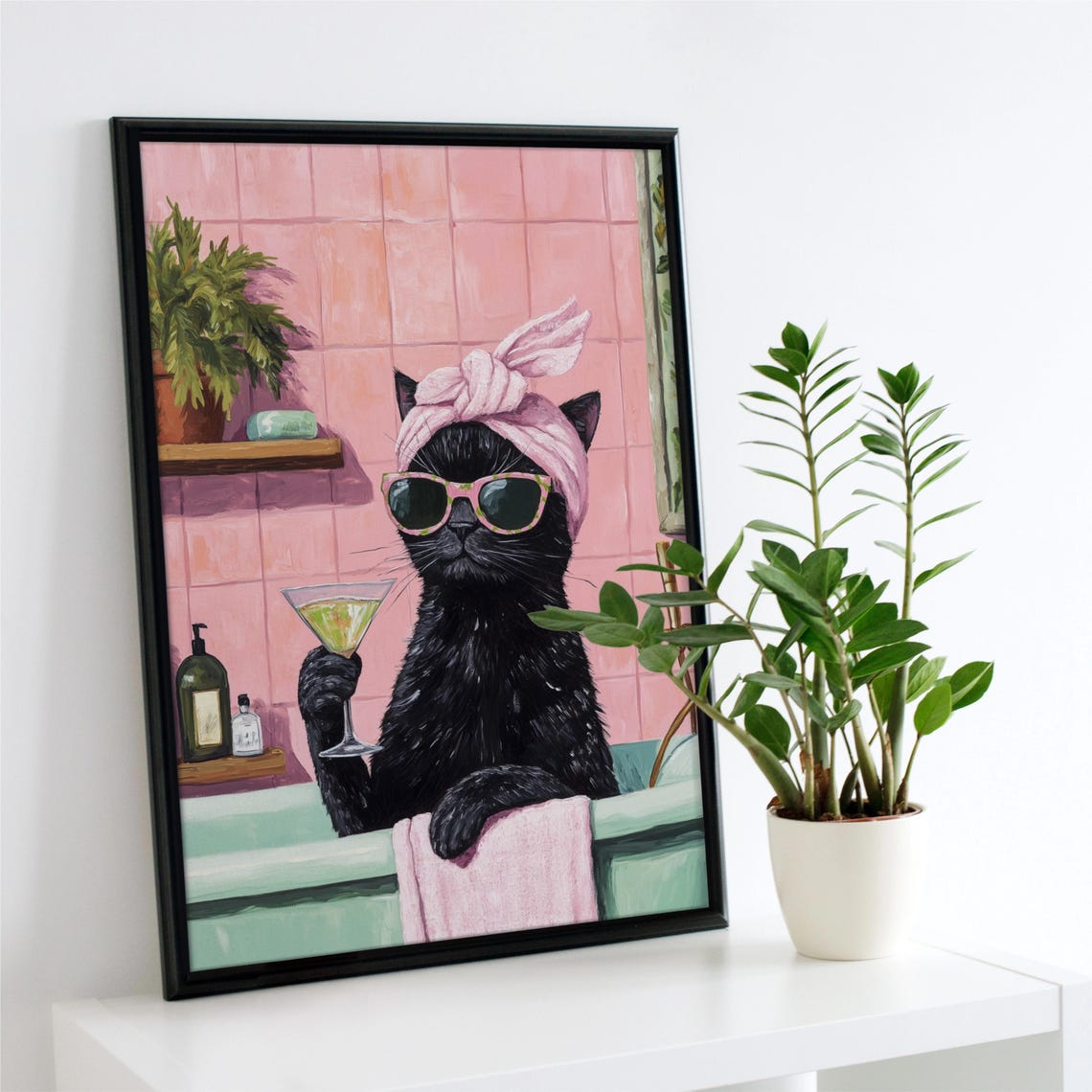 Funny Black Cat Bathroom Poster, Bath Wall Art - Image 4