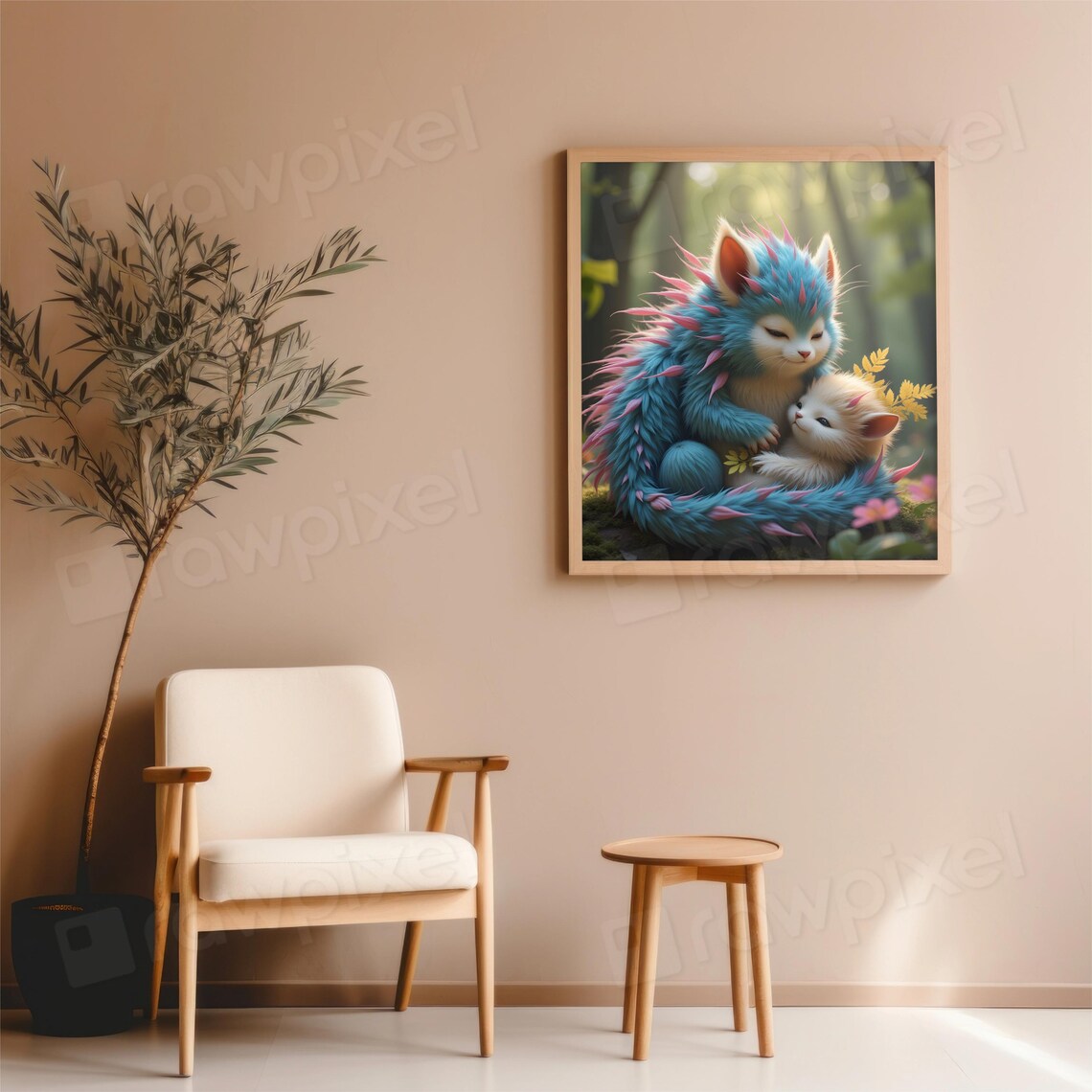 Sweet Mother and Baby Hedgehog Cuddling in a Sunny Forest Poster - Image 4