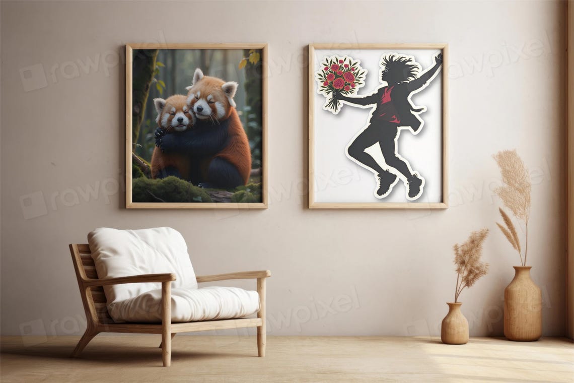 Two Fluffy Red Pandas Hugging Tenderly in a Misty Forest Poster - Image 3