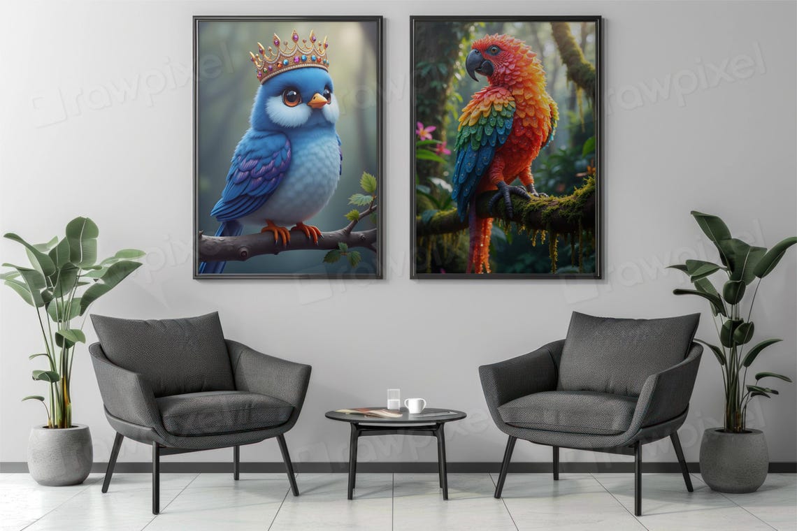 Vibrant Rainbow Parrot Perched on a Mossy Jungle Branch Poster - Image 2