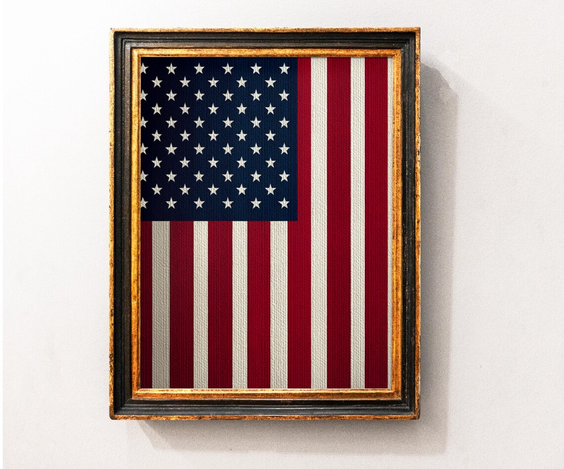 Vintage Textured American Flag Stars and Stripes Patriotic Wall Poster