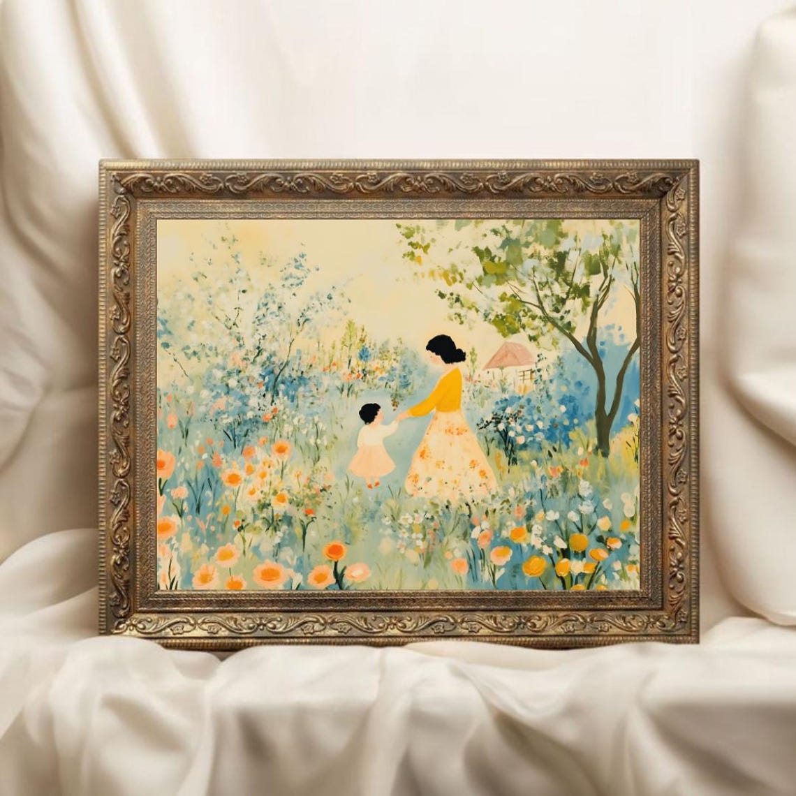 Motherhood Cottagecore Nursery Print Mother And Baby Trendy Nursery Wall Art Mothers Love Art Mothers Day Gift - Image 3