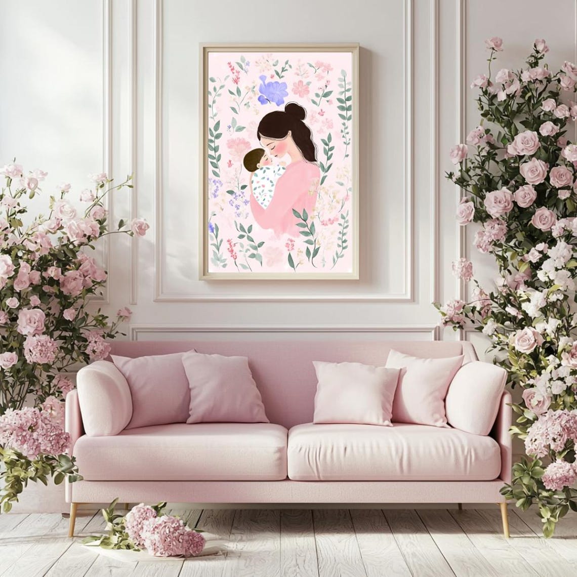 Mother And Baby Wall Art Print Motherhood Art Funky Pastel Wall Art Trendy Nursery Art New Mum Poster Baby Shower Gift - Image 3