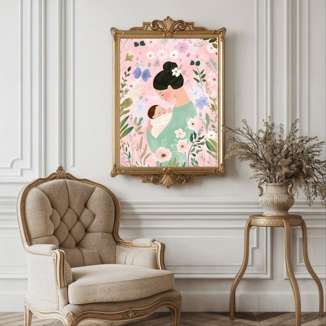 Mother And Baby Wall Art Print Motherhood Art Funky Pastel Wall Art Trendy Nursery Art New Mum Poster Baby Shower Gift - Image 2