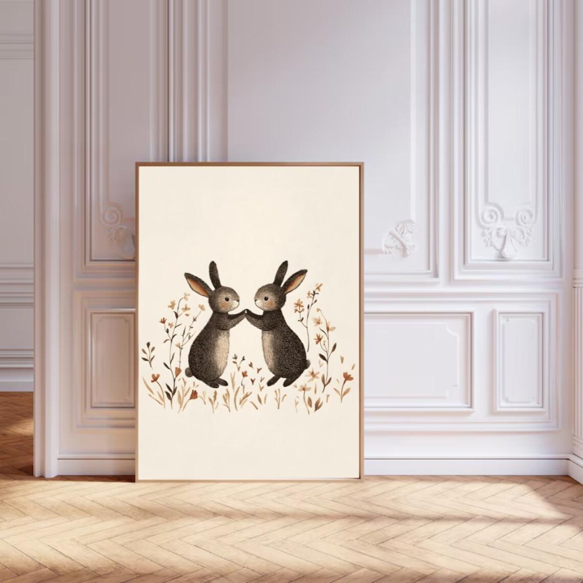 Spring Bunny Easter Decor, Coquette Easter Art - Image 5