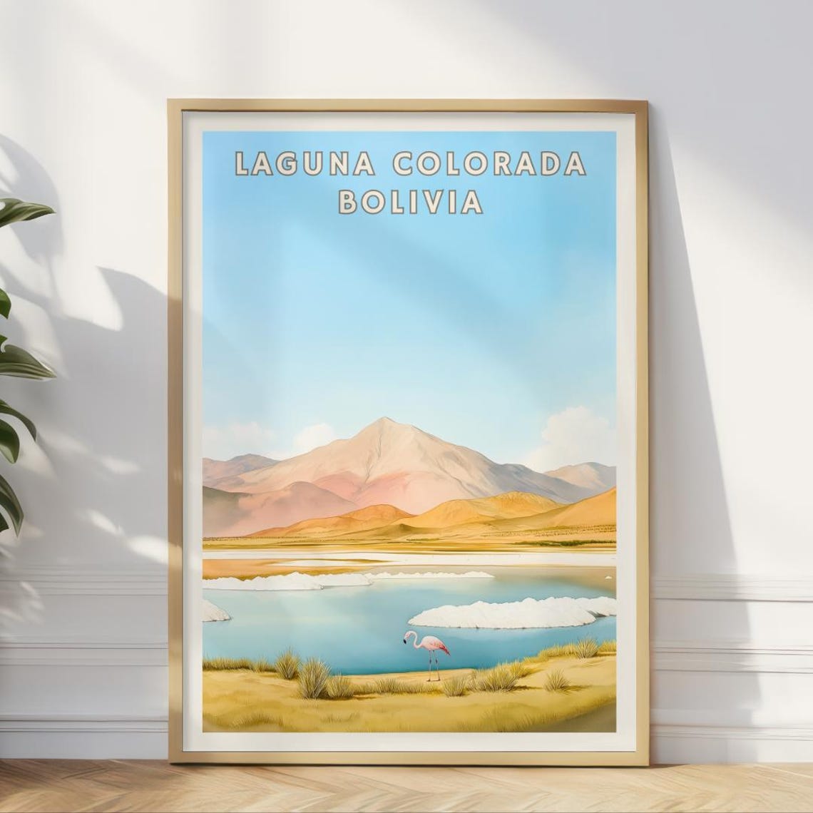 Laguna Colorada Bolivia Poster Flamingo Lake Wall Art Altiplano Landscape Print South America Travel Decor Nature Scene Desert Home Art