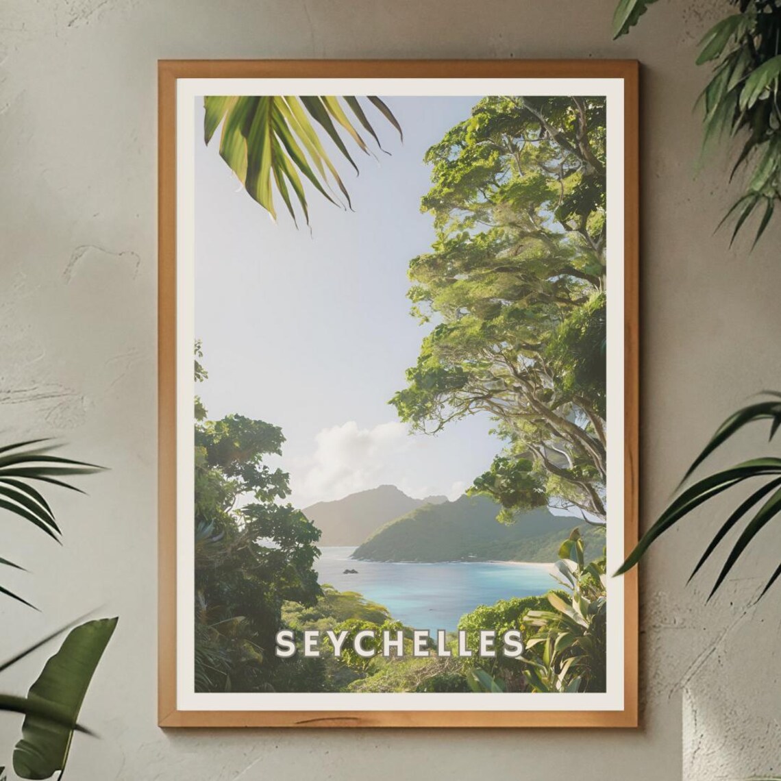Seychelles Africa Tropical Poster Exotic Island Travel Print Paradise Beach Decor Coastal Nature Wall Art Africa Travel Mah Seychelles