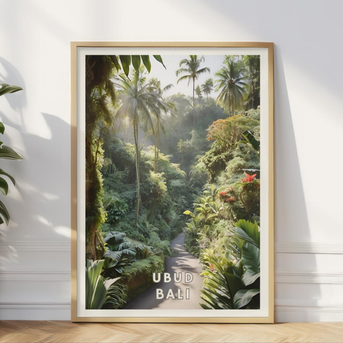 Ubud Bali Travel Poster, Tropical Jungle Landscape