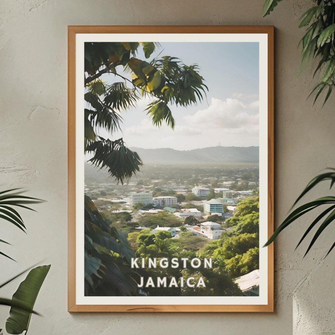 Kingston Jamaica Travel Poster, Tropical Cityscape - Image 2